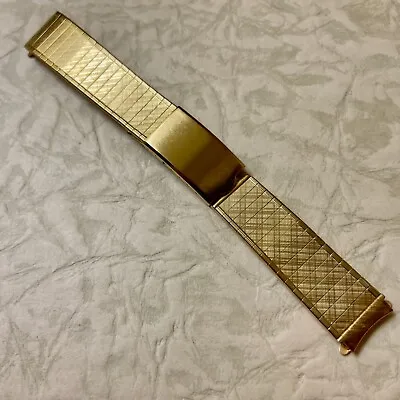 1950s/60s NOS Vintage Gold-plated Watch Bracelet 16mm Curved Ends Linen Finish • $256.35