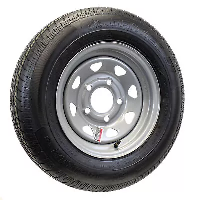 ECustomrim ST145R12 145/R12 Radial Trailer Tire Silver Spoke Rim 5 Lug Wheel LRD • $89.97