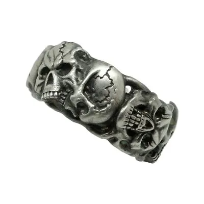 Sterling Silver Skull Band Memento Mori Men's Masonic Ring Biker • $121.60