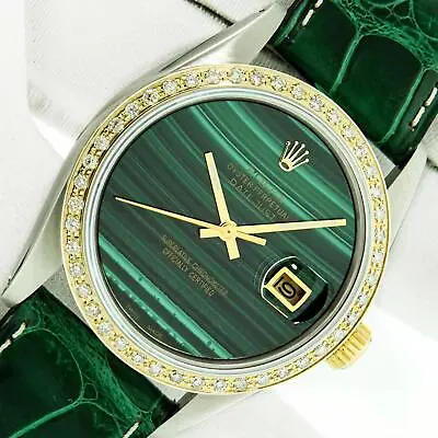Rolex DateJust QS Malachite Dial Steel And 18K Yellow Gold Diamond Bezel Watch • $6760