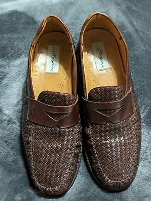 Mezlan Toulon Brown Woven Loafer Dress Shoe With Vibram Gumlite Sole - Size 14US • $99