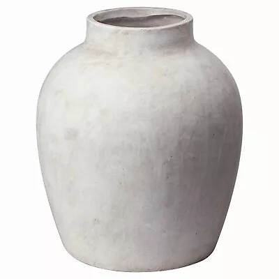 Large Matt White Darcy Vase Pot Neutral Stoneware For Faux Flowers 36 Cm Tall  • £79.99