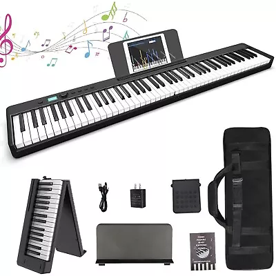 88 Key Fold Electric Piano Keyboard Portable Semi Weighted Full Size Key W/Pedal • $118.29