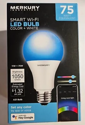Merkury Innovations Color White Smart A21 Light Bulb 75W Equivalent 1050 Lumens • $6.78