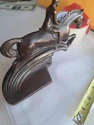 A REAL TRUE ART DECO Bronze Horse And Rider Sculpture.  Marked?Read Description • $94.95