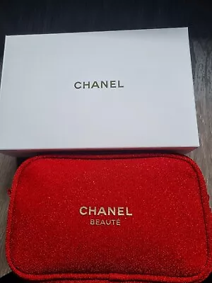 New Authentic Red CHANEL Beaute Cosmetic Makeup Bag Case Storage Pouch VIP Gift • $60