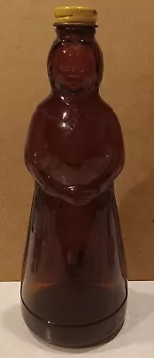 Vintage Mrs. Butterworth’s Syrup Amber Brown Glass Bottle 10 /24 Oz. W/Metal Cap • $10