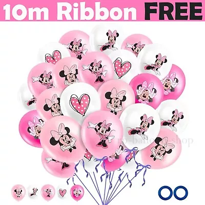 10Pcs Minnie Mouse Printed 12  Latex Balloons Birthday Party Multi Deco UK • £3.99