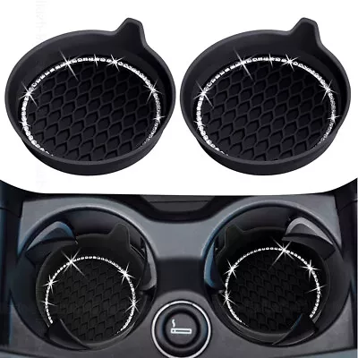 2x Black Bling Car Cup Holder Insert Coaster Anti-slip Pad Accessories Universal • $5.17