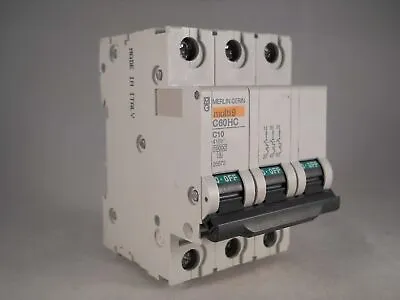 Merlin Gerin MCB 10 Amp Triple Pole 3 Phase Breaker Type C 10A C60HC310 25672 • £24.95