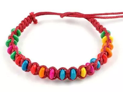 Handmade Fashion Friendship Bracelets Multi-coloured Beads Cord Rainbow Gift • £9.99