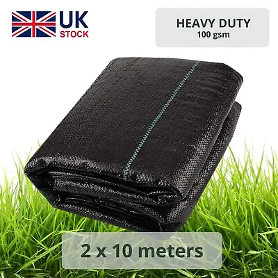 Anti-Weed Garden Fabric 2x10m 100gsm - UV Resistant Ground Cover Sheet • £10.89