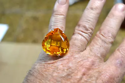 67.50+ct Gold Heavy Big HUGE Citrine Ring Custom Design Statement LAB CREATED • $79.99