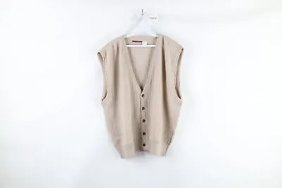 Vintage 90s Streetwear Mens XL Blank Striped Knit Button Cardigan Sweater Vest • $53.95