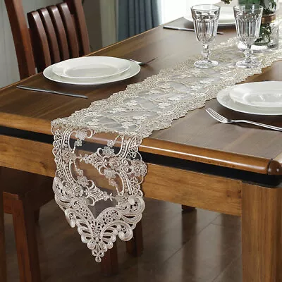 Embroidery Floral Lace Table Runner Wedding Banquet Party Home Table Decoration • £11.99