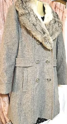  Wool  Coat 70s Wool Country Pacer Long Coat Grey Classic Style Very Nice! • $32