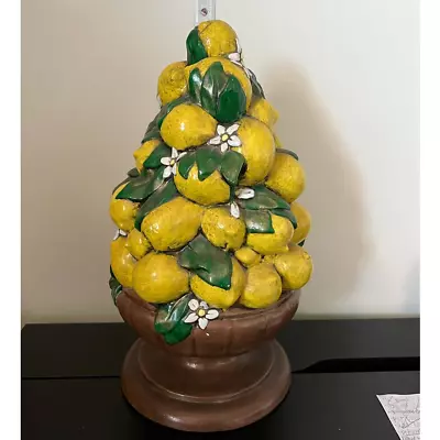 Vintage 1978 15  Italian Majolica Lemon Tree Hand-Painted Ceramic Sculpture • $175