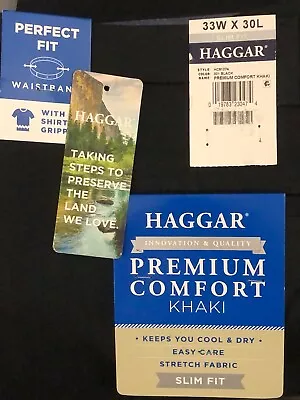 NWT Haggar Men's Slim Fit FF Premium Comfort Khaki Pant - U Pick Color + Size • $20.95