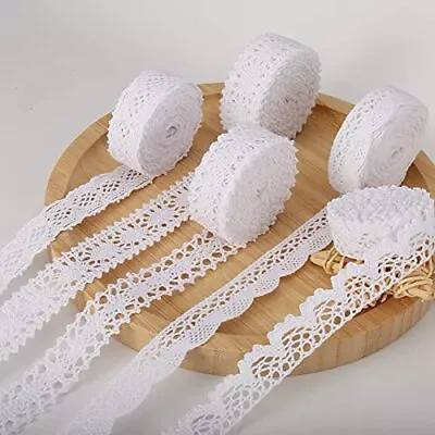 32.8 Yards White Sewing Lace Ribbon By The Yard Cotton Lace Ribbon White Vint... • $16.93