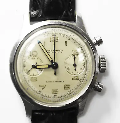 1940's Men's Lumier Chronograph A Reymond 35mm Wristwatch Venus 150 • $1499.99