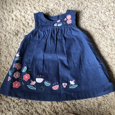 £1.75 • Buy M&S Baby Girl, Navy Blue Needlecord Pinafore Dress Age 0 To 3 Months