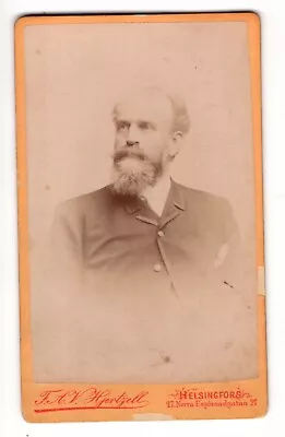 CIRCA 1880s CDV F.A.V. HJERTELL HANDSOME BEARDED MAN IN SUIT HELSINGFORS FINLAND • $9.99