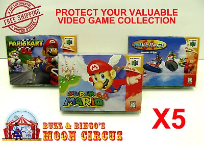 5x NINTENDO 64 N64 CIB GAME BOX - CLEAR PROTECTIVE BOX PROTECTOR SLEEVE CASE • $9.98