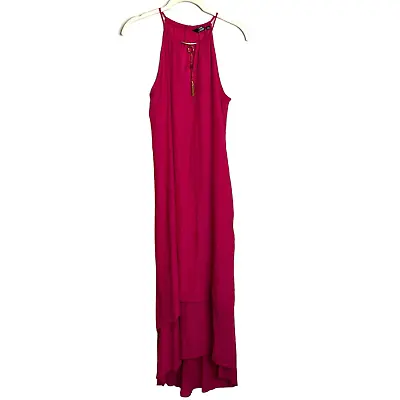 Mlle Gabrielle Womens Midi Maxi Halter Dress Small Pink Gold Hardware • $19.98