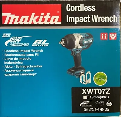 Makita XWT07Z 3/4 Brushless 18 Volt  BL Cordless Impact Wrench NEW FAST SHIP • $306