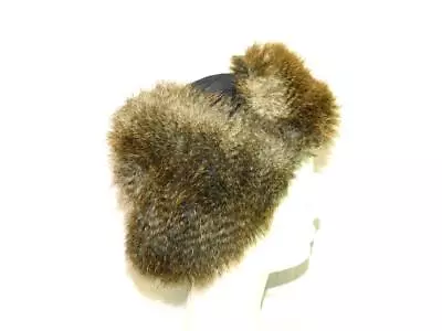 Eddie Bauer S M Black Faux Fur Trim Down Winter Hat Trapper Style Ear Flaps S/M • $14.99