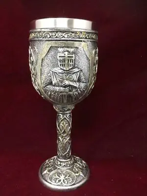 Templar Knight Silver Goblet Chalice Crusader Medieval Style Ornament Gothic • $42.49