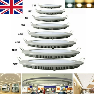 £3.49 • Buy Ultra Thin Led Panel Downlight 3w -24W Round Ceiling Recessed Spot Light