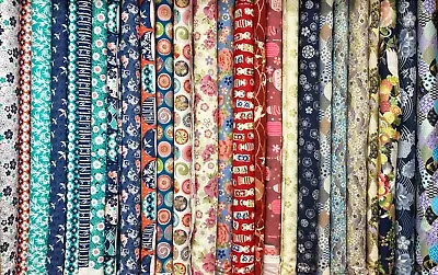 Oriental Japanese Patterned Crane Koi Blossom 100% Cotton Patchwork Fabric  • £4.08
