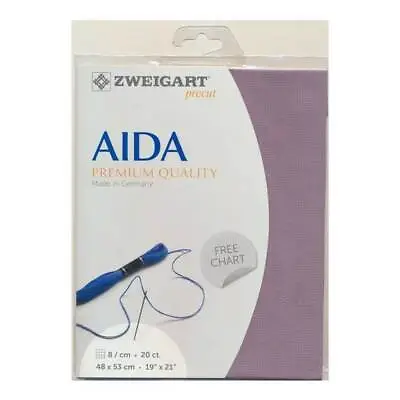 AIDA Zweigart Precute 20 Ct. Extra Fein-Aida 3326 Color 5045 Purple Fabric For  • £11.45