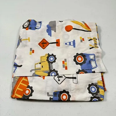 Bacati Ikea Crib Sheet Flat Trucks 100% Cotton Modern Blue Kids Construction D • $14.99