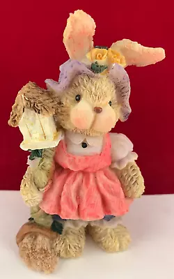 K's Collection Easter BUNNY/RABIT Resin Figurine-Bird House & Pink Dress 5’’ • $13.25