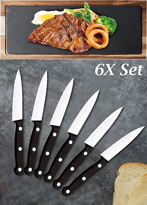 6x Steak Knives Stainless Steel Cutlery Set Meat Dining Table Knife Kitchen Frui • £4.45