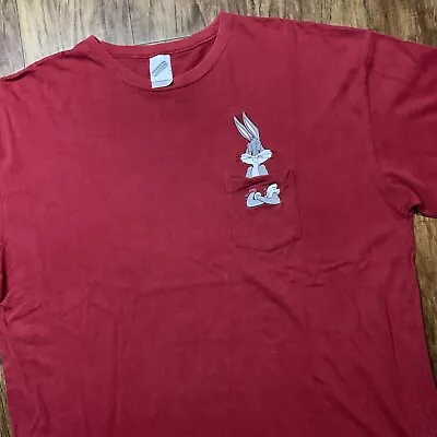 Vintage Looney Tunes T Shirt Size 2XL Warner Bros Bugs Bunny XXL Cartoon Pocket • $18.97