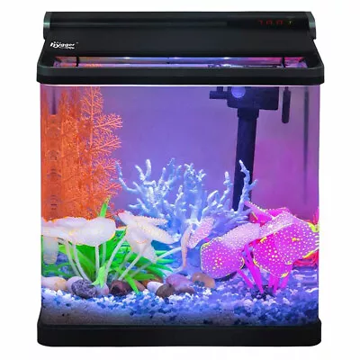 Hygger HGB948 Curve Mini Glass Aquarium 15L LED Fish Tank Digital Touch Button • $149.99