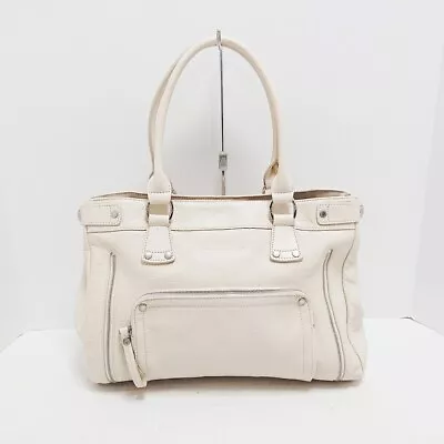 Auth LONGCHAMP - Cream Leather Tote Bag • $108