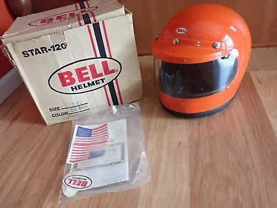 Vintage Bell Star 120 Orange Helmet Visor & Shield Sz 7-7/8 Box/Papers NEAR MINT • $1199.99