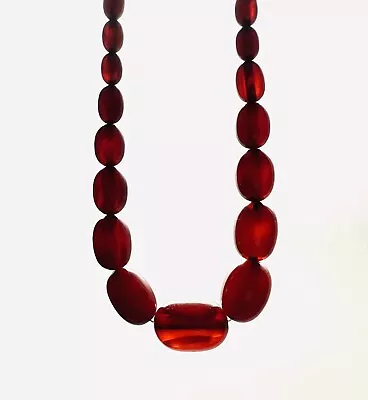 Vintage Cherry Red Amber  Bakelite/Catalin Bead Necklace-36 -81g • $71