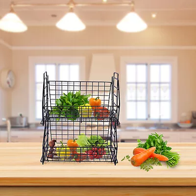 Snack Canned Foods Storage Basket Black Food Wire Baskets Bins 14.9*10.4*9.4in  • $21.85