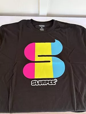 7-Eleven T-shirt Black Slurpee  S  Pink Blue Yellow Logo Retro Style Size L • $22.99