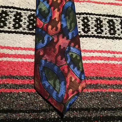 Vintage Jazz Brand Mens Iridescent Neck Tie 80s Abstract USA Polyester • $15