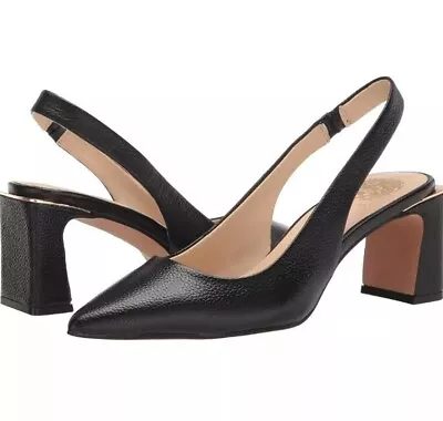 NIB Vince Camuto Women's Hamden Pump  Sz 6.5M Block Heel Slingback Pointed Black • $68