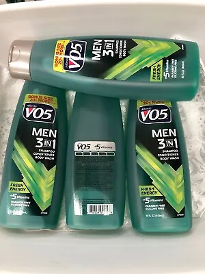 4 Pk Alberto VO5 Men's 3-in-1 Shampoo Conditioner Body Wash Fresh Energy 12... • $12.50