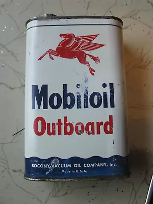 Vintage 1 Quart Pegasus Mobiloil Outboard Oil Can Full • $15