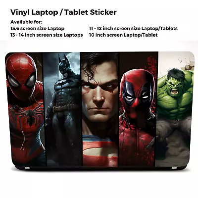 15.6 Inch Super Heroes Laptop Tablet Vinyl Decal Sticker Skin-MG2 • £6.99