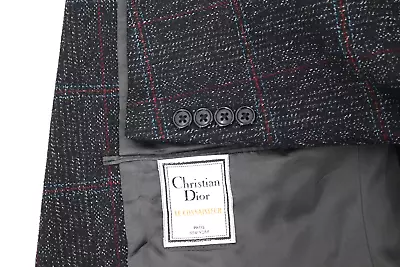 Vintage Christian Dior Sport Coat Men's 46R Windowpane Two Button Plaid  Notch • $69.97